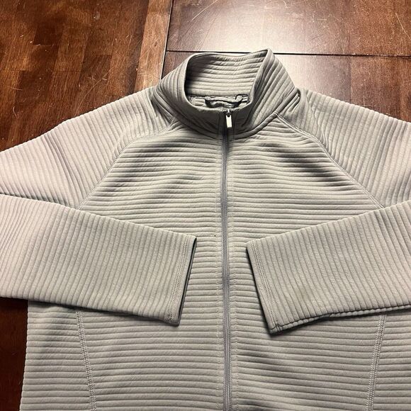 adidas Jackets & Blazers - Adidas Jacket Womens Large Gray Ribbed Zip Up Outdoors Run Workout Thumb Holes